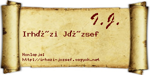 Irházi József névjegykártya